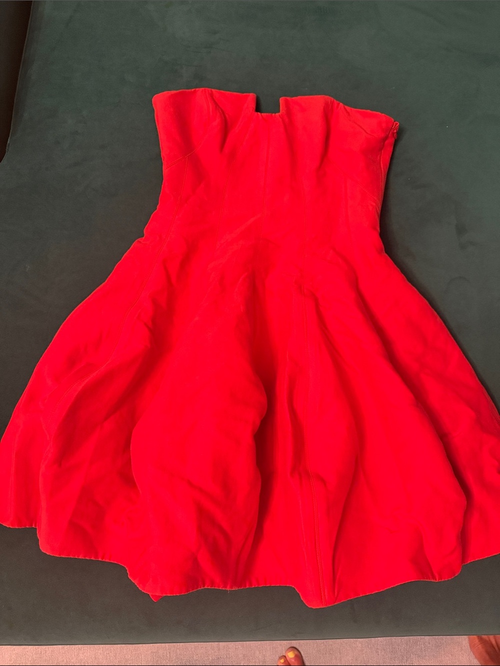 Halston Heritage Strapless Red Fit-and-Flare Dress